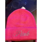 Victoria   s Secret Pink Rhinestone Logo Knit Beanie Hot Pink One Size Nwt