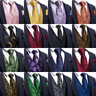 New Men s Paisley Design Dress Vest And Neck Tie Hankie Set For Suit Or Tuxedo