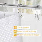 3 In 1 White Shower Curtain Set With Peva Liner   12 Hooks  72 X 72   Fabric Sho