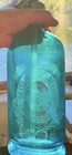 Vtg French Blue Seltzer Syphon Bottle Fancy Etched    brasseries De La Meuse   