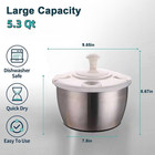 Large 5 3qt Stainless Steel Salad Spinner - Quick Spin   Drain