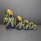 Vintage Hand Painted Russian Matryoshka 5 Piece Set Nesting Dolls  Signed