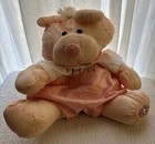 Vintage 1986 Fisher Price Puffalump Peach Bear Cub With Romper Outfit 1980s Toy
