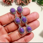 Handmade Sterling Silver Purple Copper Turquoise Dangle Earrings