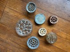 Lot Of 7 Vtg Flower Frogs - 2 Clear Glass - 2 Pottery - 2 Cage - 1 Metal Spike