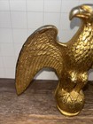 Vintage American Brass Colored Metal Eagle Flag Pole Topper 5 5    Wide 5 25    Tall