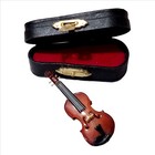 Pin Miniature Violin Pin Brooch Vinyl-covered Wood Case Collectible Doll House