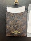 Nwt Coach Cz285 Id Lanyard Badge Signature Canvas   Leather In Walnut black