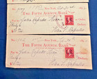 1898 Spanish American War Era Check Lot  5  Revenue Stamps Fifth Avenue Bank Ny