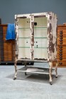 Antique Medical Cabinet Apothecary Industrial Metal Glass Display Case Vintage