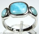 Aaa Genuine Dominican Larimar Inlay 925 Sterling Silver Ring Size 6 - 9