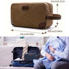 Mens Toiletry Bag Zipper Leather canvas Case Organizer Portable Travel Dopp Kit