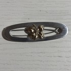 Vintage Uncas Sterling Silver 4-leaf Clover Hair Barrette Clip Gold Accent