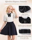 Ladies Adjustable Pre Tied Bowtie - Solid Color Bow Ties For Women - Easy Black