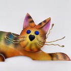 Colorful Metal Cat Wall Art Sculpture Handmade Rainbow Whimsical Decor 7 Inches