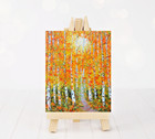 Aceo Fall Aspen Birch Trees Painting Print Of Original 3 5x2 5 Mini