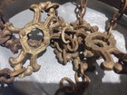 Pair Antique Cast Iron Chandeliers Gothic Tudor Spanish Revival 