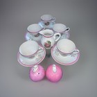 Vtg  Victorian Scene 13 Pcs China Child   s Tea Party Set W creamer 2 Lids Japan