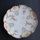 Lg Vintage Limoges  Plate Akcd France Gold Rim Hand Painted Scalloped Floral 12 