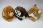 Puffkins Plush Lot Of X3 Owl  Deer  Monkey 4  Swibco Excellent