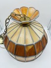 Vintage Tiffany Style Slag Glass Hanging Light With Chain And Light Fixture