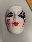 Vintage Mardi Gras Porcelain Ceramic Painted Face Mask Wall Hang Piano Eyelashes