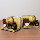 Vintage Globe  Books   Pocket Watch Decorative Desk Library Resin Bookends Set