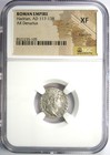 Hadrian Ar Denarius  Roman Silver Coin 117-138 Ad - Certified Ngc Xf  ef  - Rare
