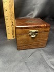 Vtg Small Wooden Lines Hinged Trinket  Box With Brass Inlay Boat Nautical