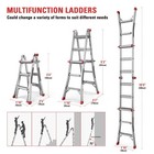 Folding Ladder  13 Ft Aluminum Extension Ladder  300 Lbs Load Capacity  Porta   