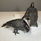 Vintage Cast Bronze Bird Sculpture Pigeons mourning Doves Pair Of Birds Heavy