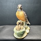 Vtg Lefton Porcelain Japan Kw 864 Robin Watching Over Her Blue Babies Nest 1967