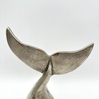Silver Aluminum Whale Tail Figurine Coastal Beach Home Decor Nautical Sculpture