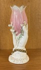 Pair Of Antique Victorian Parian Ware Vases  Figural Hand Holding Flower