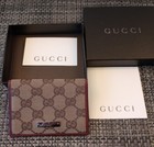 Gucci Gg Canvas Rosso Ancora Red Leather Id Card Case pass Holder  Vtg Fair Auth