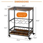 Costway Bar Cart On Wheels Portable Serving Cart W  Wine Rack Glass Holder