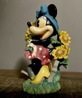 Disney Minnie Mouse Figurine- Minnie With Sunflowers  Watering Can  Picket Fence