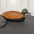 Amber Glass Duck Mallard Brass Night Light Desk Table Lamp Tiffany Style Vintage
