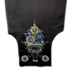 Primitive Black Hand Embroidered Penny Rug Table Runner 45  Blue Flower Basket