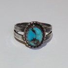 Vintage Navajo Sterling Silver Turquoise Native American Split Shank Ring Sz 5 5