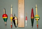 6 Rare Antique Vintage Wood Fishing Float Bobbers-hand Painted-2 D a lures