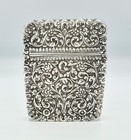 Fine Indian Colonial Kutch Solid Silver Floral Card Case C1890