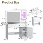 Vanity Desk With Mirror And Lights  Chair   Glass Top  Fold-up Panel For Room