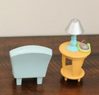 Vintage Loving Family Living Room Chair   Table Lamp Fisher Price Dollhouse