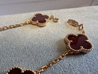 Vc   arpeis vlntage aihambra bracelet 18k yellow Carnelian 5 Motifs Au750