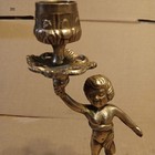 Vintage Brass Cherub Candlestick Decorative Ornament Made In Italy 