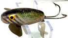 Fishing Lure Vintage Rare Wood   Leather Mouse Grey   Green 2 
