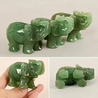Collectable Chinese Natural Green Jade Hand Carved Elephant Small Statue Gift