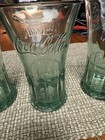 Vintage Libby Coca Cola Green Glass Flared Heavy 16oz Glasses 6 1 4    Tall Set 3