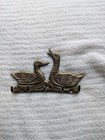 Vintage Solid Brass 5- Hook Key Holder Wall Mount 2 Ducks Country Camp Decor